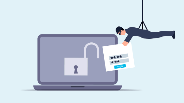 Prevent a data breach Free attack unsecured laptop vector
