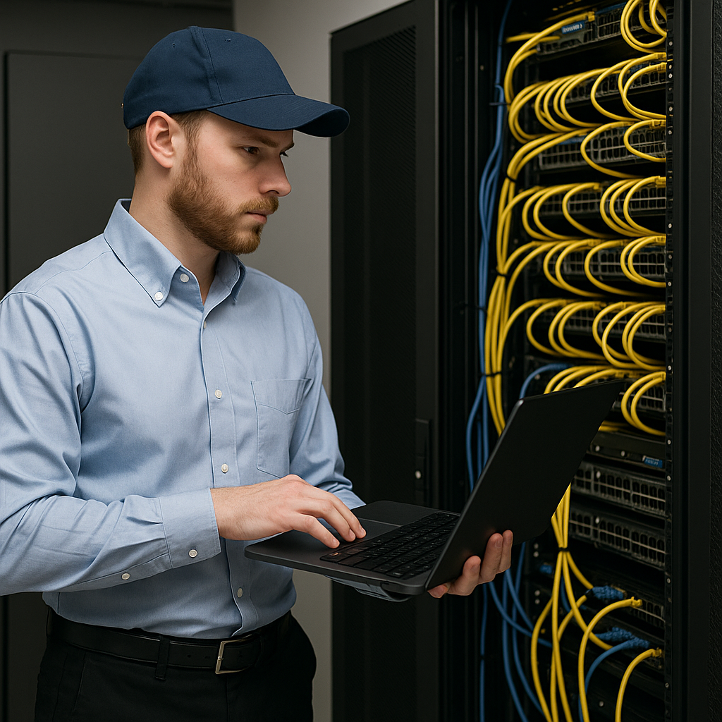 Field technician providing on-site IT support for a Southeast Texas business
