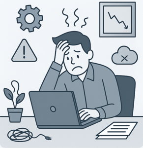 Business struggling with IT problems before managed IT services