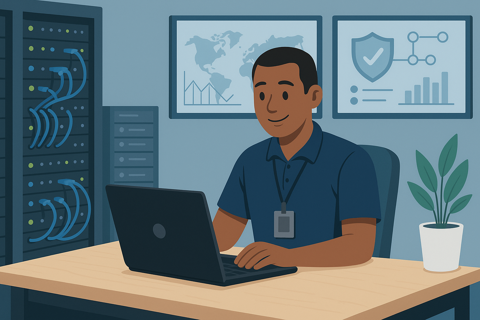 Person working on a laptop.