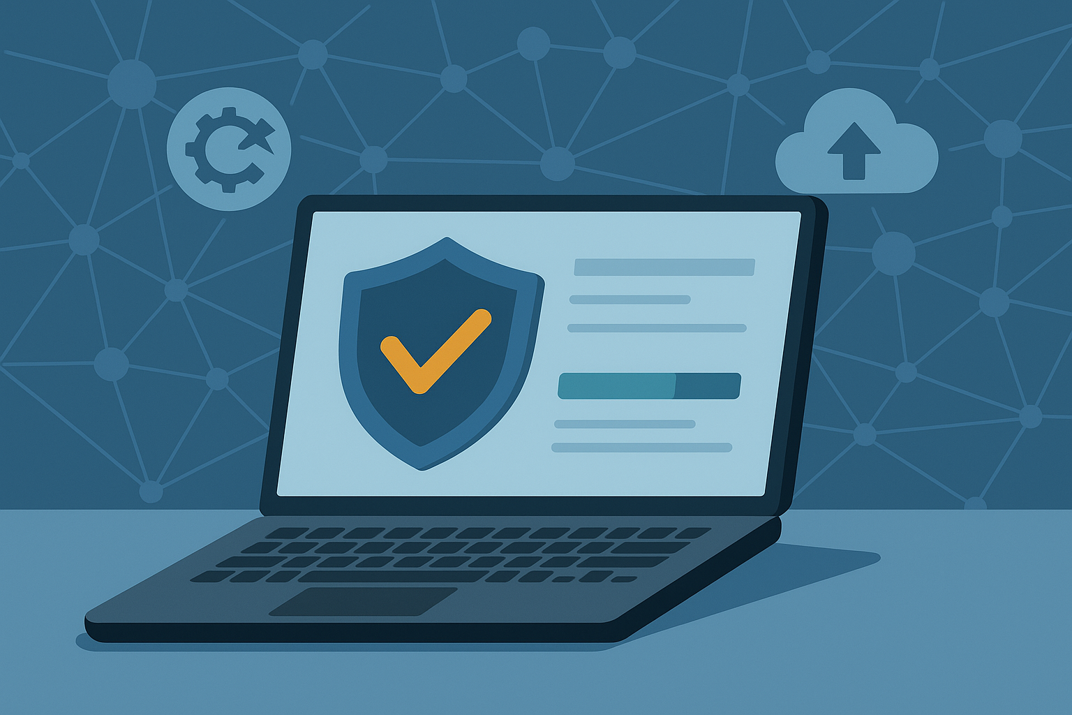 Laptop displaying security features interface