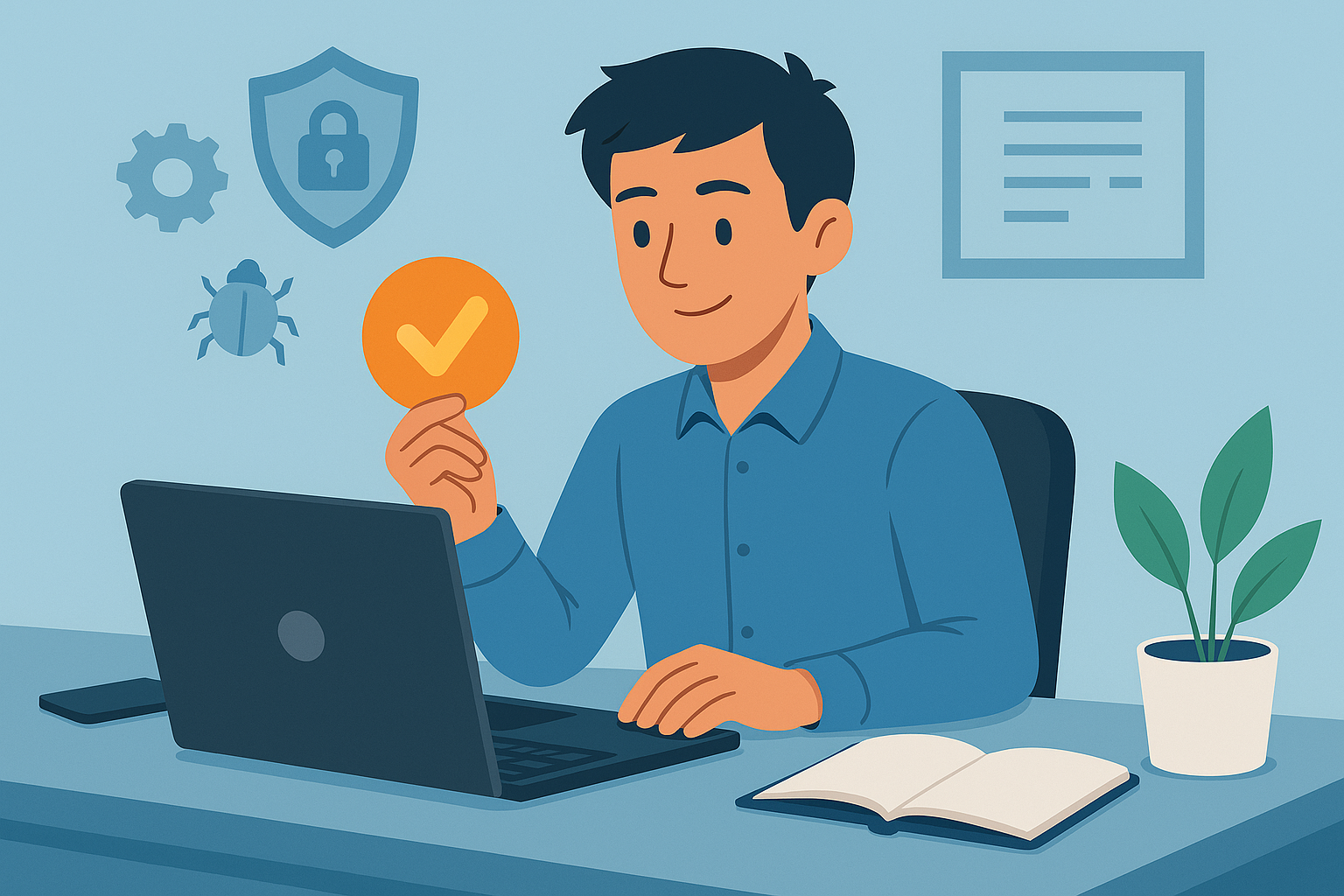 Person working on cybersecurity tasks.