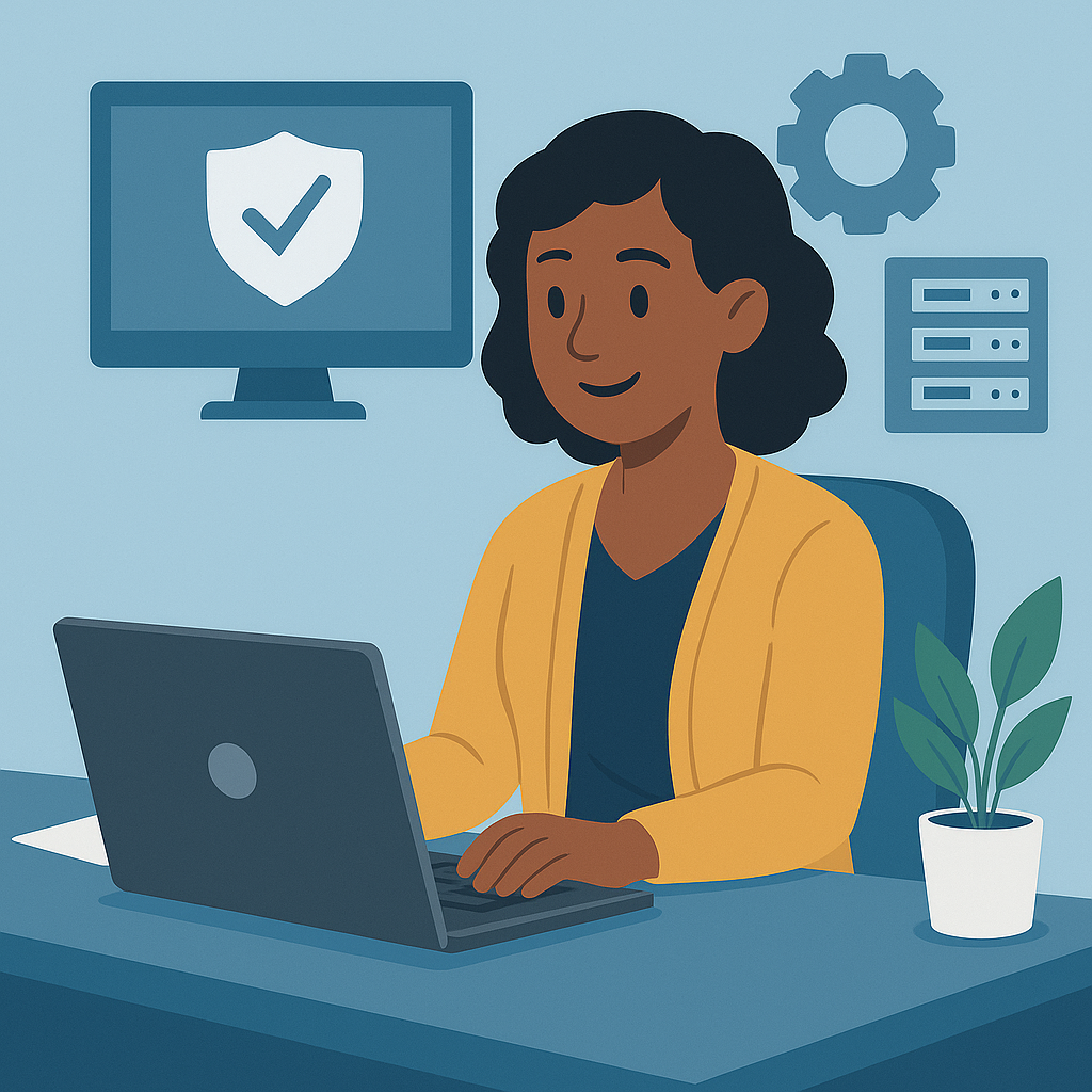 Person working at a computer desk.