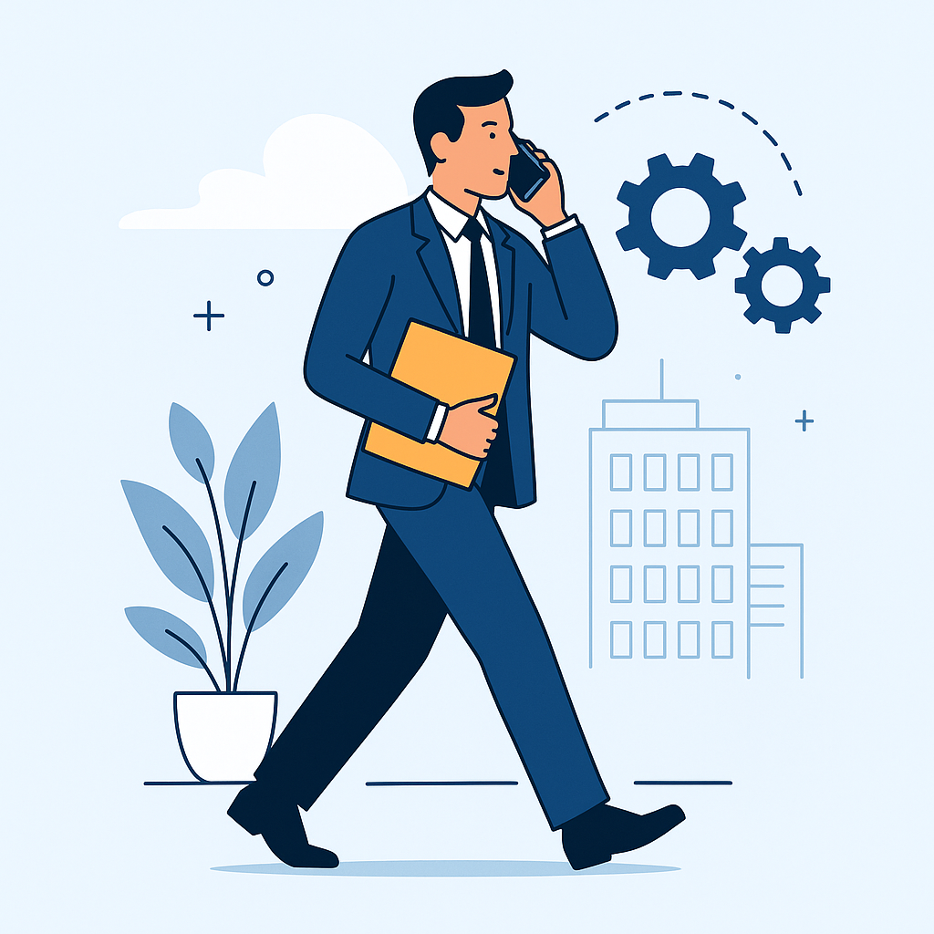 Businessman walking with a folder.