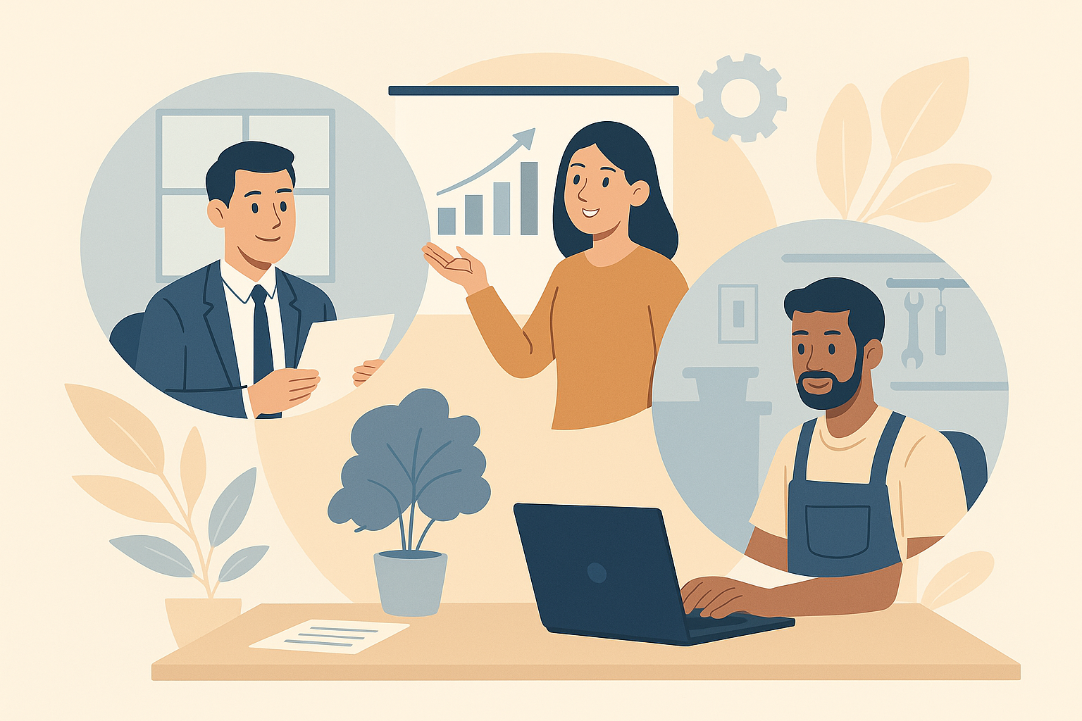 Business meeting and collaboration illustration