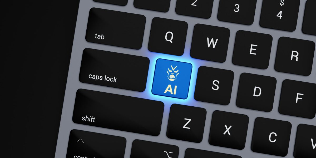 AI for business a-close-up-of-a-keyboard-with-a-blue-button